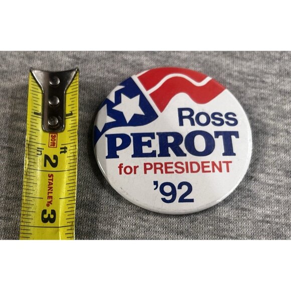 Vintage Ross Perot For President 1992 Political Metal Pinback Button - Picture 3 of 4